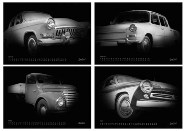 A2 Wandkalender mit Motiv von OstCars black / white A2K13
